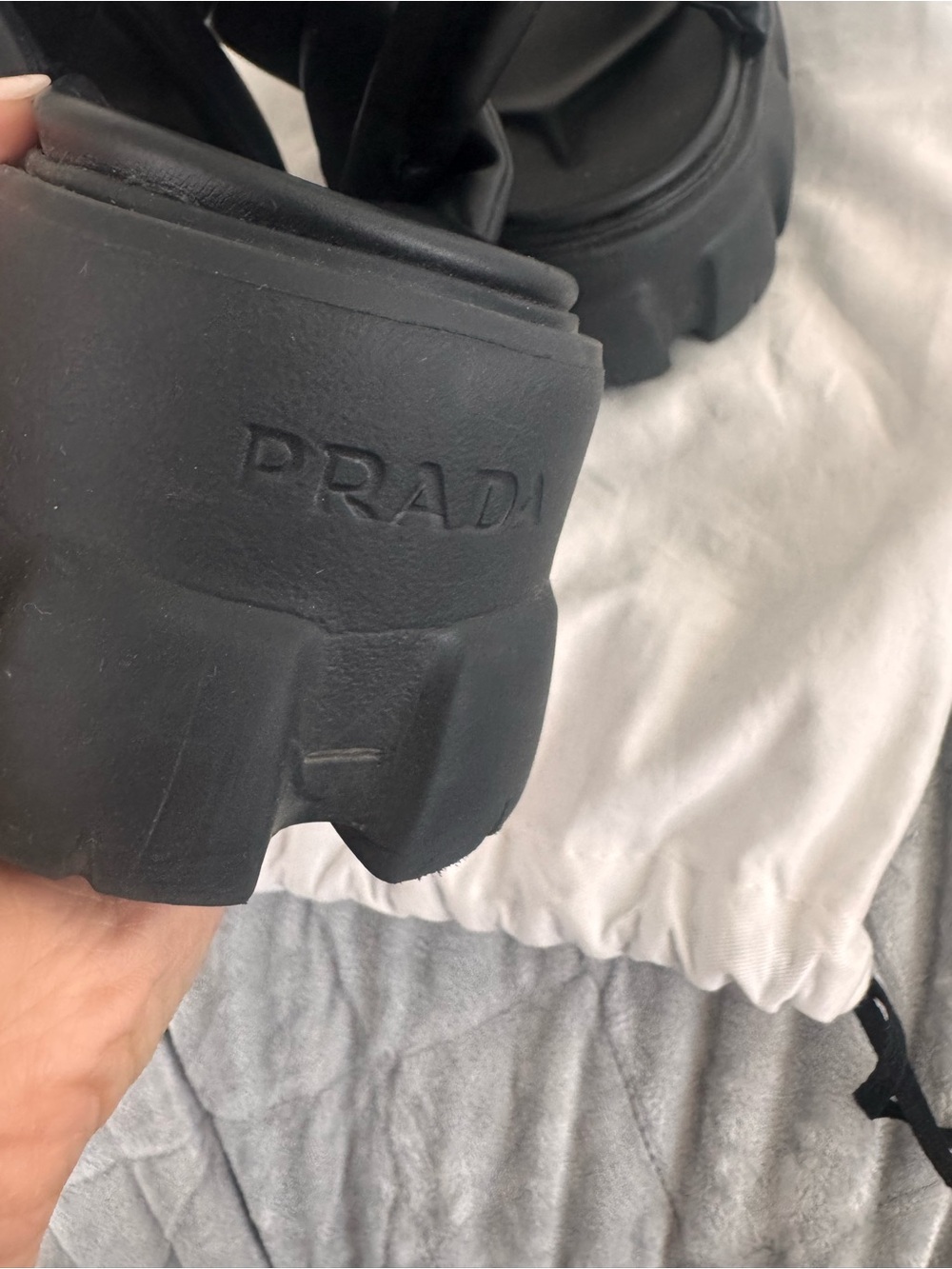 Prada Black Padded Leather Lug-Sole Platform Sandals 🚫No boxes🚫 - Picture 5 of 5